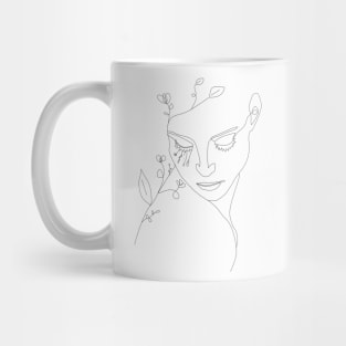 Woman face with flowers Mug